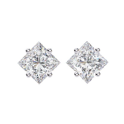 Princess Cut Lab Diamond Stud Earrings | 1ct Solitaire Earrings | Available in 10K 14K 18K Gold & 925 Silver | Classic Women’s Gift