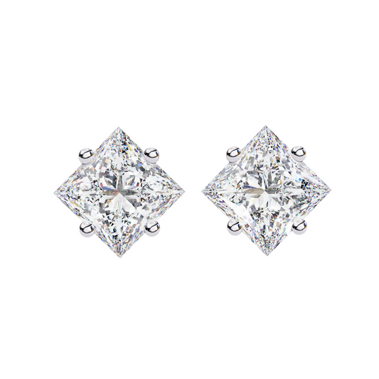Princess Cut Lab Diamond Stud Earrings | 1ct Solitaire Earrings | Available in 10K 14K 18K Gold & 925 Silver | Classic Women’s Gift