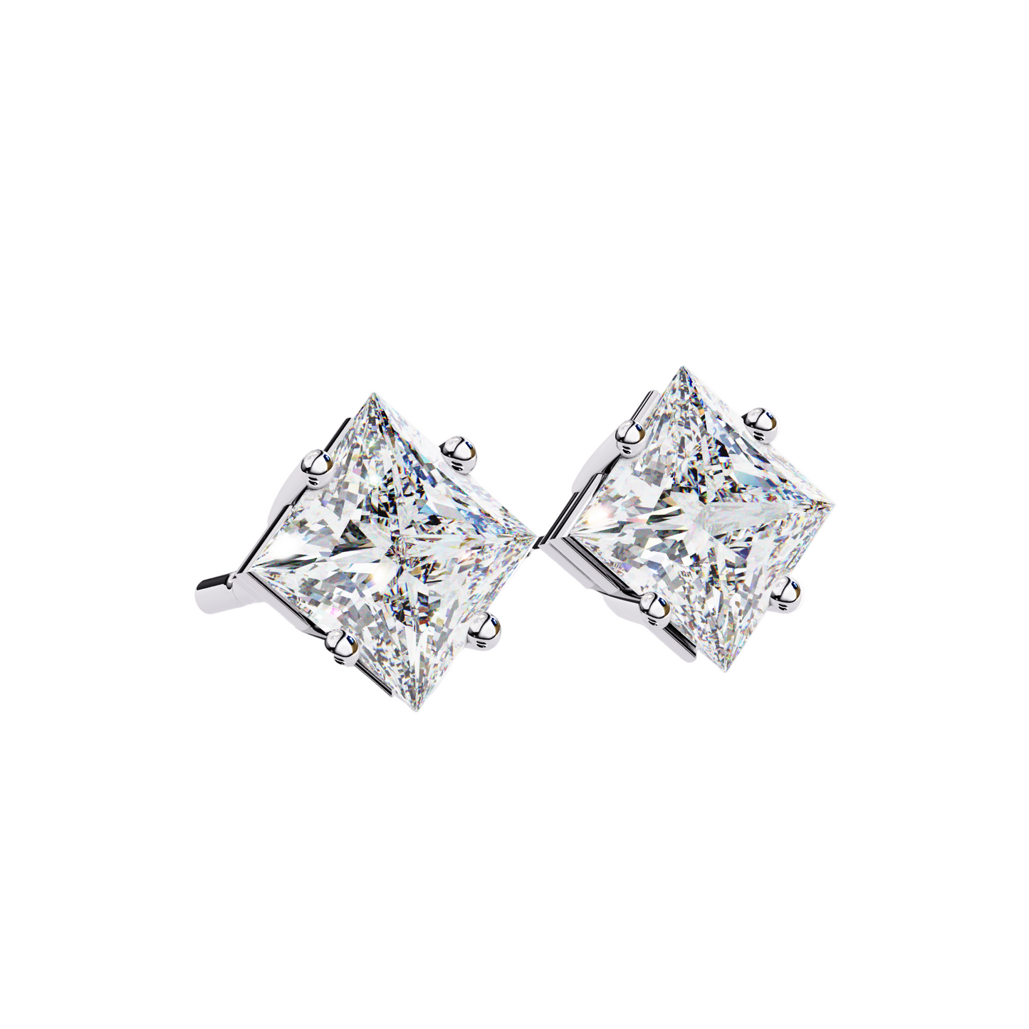 Princess Cut Lab Diamond Stud Earrings | 1ct Solitaire Earrings | Available in 10K 14K 18K Gold & 925 Silver | Classic Women’s Gift