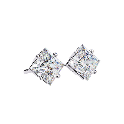 Princess Cut Lab Diamond Stud Earrings | 1ct Solitaire Earrings | Available in 10K 14K 18K Gold & 925 Silver | Classic Women’s Gift