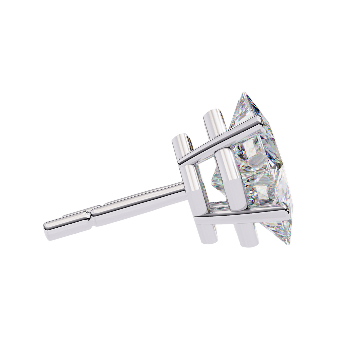 Princess Cut Lab Diamond Stud Earrings | 1ct Solitaire Earrings | Available in 10K 14K 18K Gold & 925 Silver | Classic Women’s Gift
