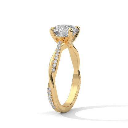 Elegant Twisted Solitaire Diamond Engagement Ring – Lab Grown Diamond | Customizable in 10K/14K/18K Gold | VVS Clarity