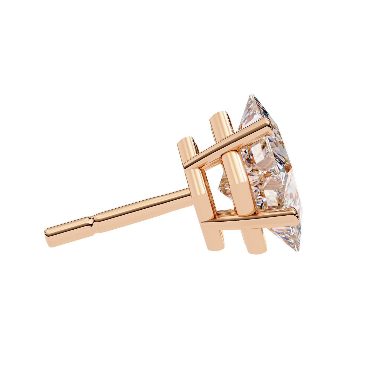 Princess Cut Lab Diamond Stud Earrings | 1ct Solitaire Earrings | Available in 10K 14K 18K Gold & 925 Silver | Classic Women’s Gift