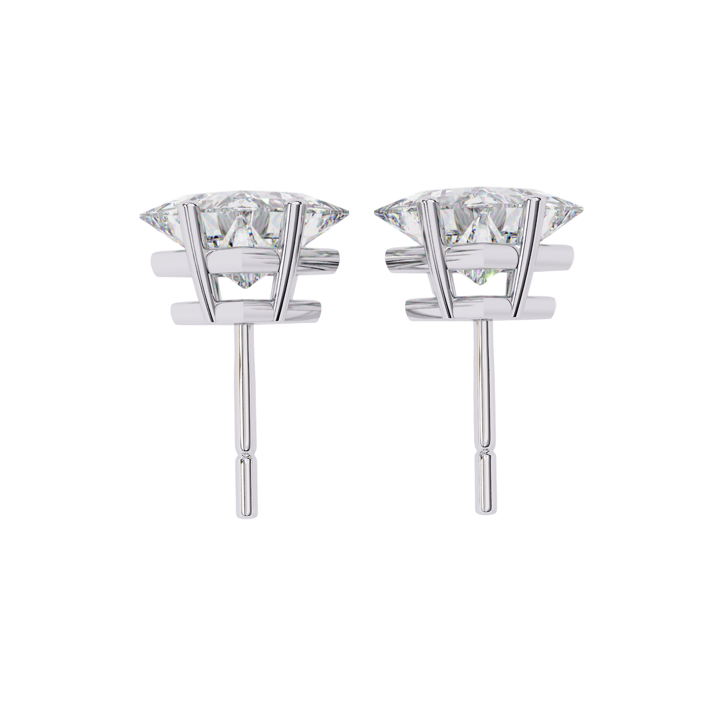 Princess Cut Lab Diamond Stud Earrings | 1ct Solitaire Earrings | Available in 10K 14K 18K Gold & 925 Silver | Classic Women’s Gift