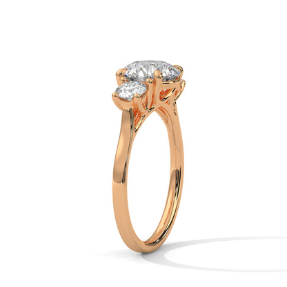 2ct Round Lab Diamond 3-Stone Engagement Ring | VVS Clarity | 0.25ct Side Diamonds | Rose, White & Yellow Gold