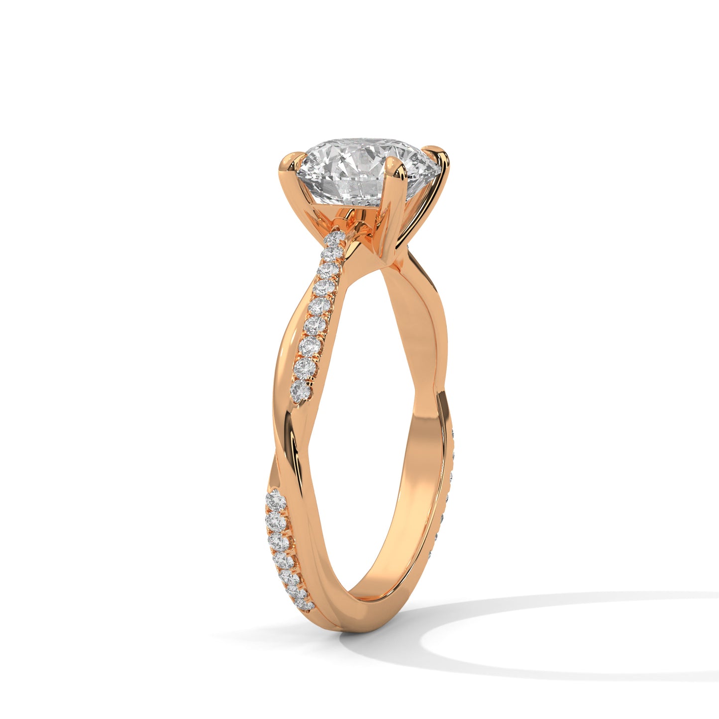 Elegant Twisted Solitaire Diamond Engagement Ring – Lab Grown Diamond | Customizable in 10K/14K/18K Gold | VVS Clarity