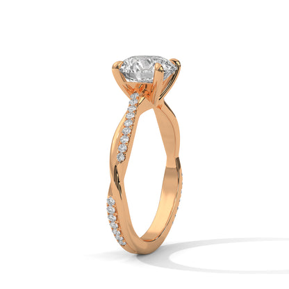 Elegant Twisted Solitaire Diamond Engagement Ring – Lab Grown Diamond | Customizable in 10K/14K/18K Gold | VVS Clarity