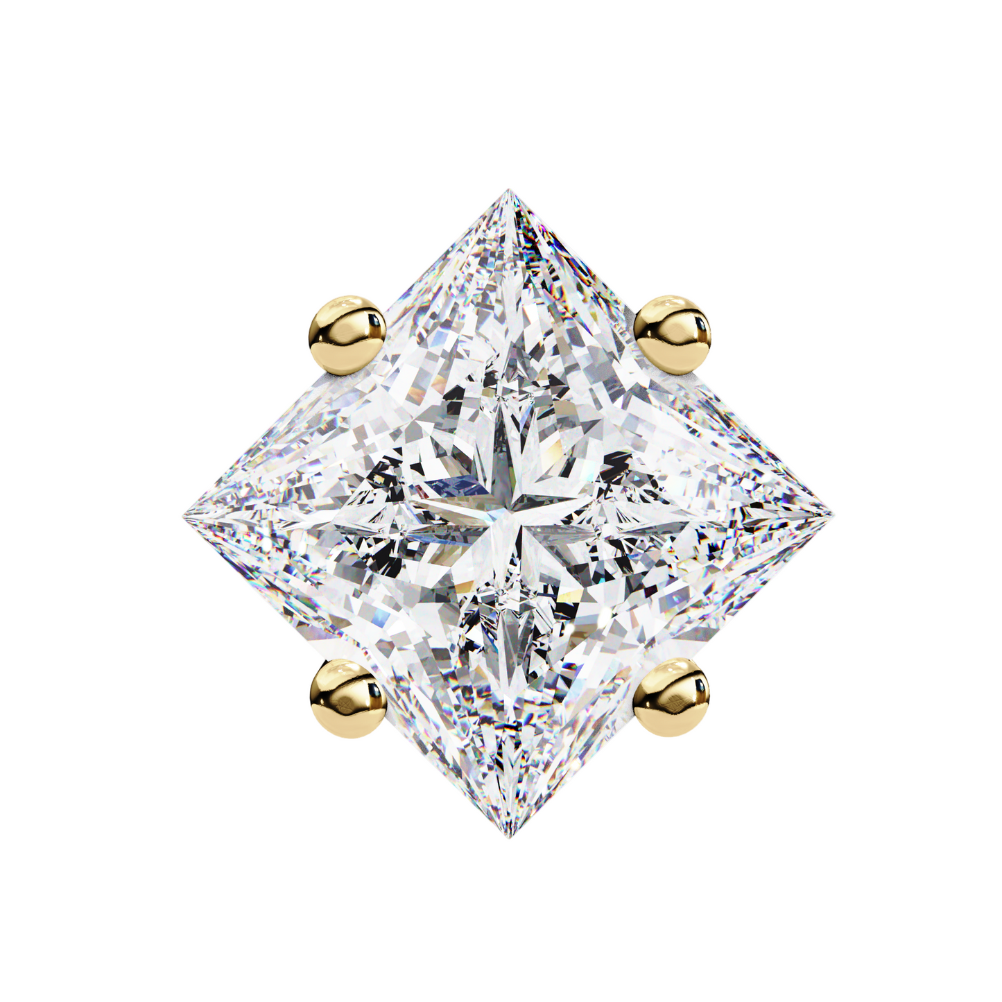 Princess Cut Lab Diamond Stud Earrings | 1ct Solitaire Earrings | Available in 10K 14K 18K Gold & 925 Silver | Classic Women’s Gift