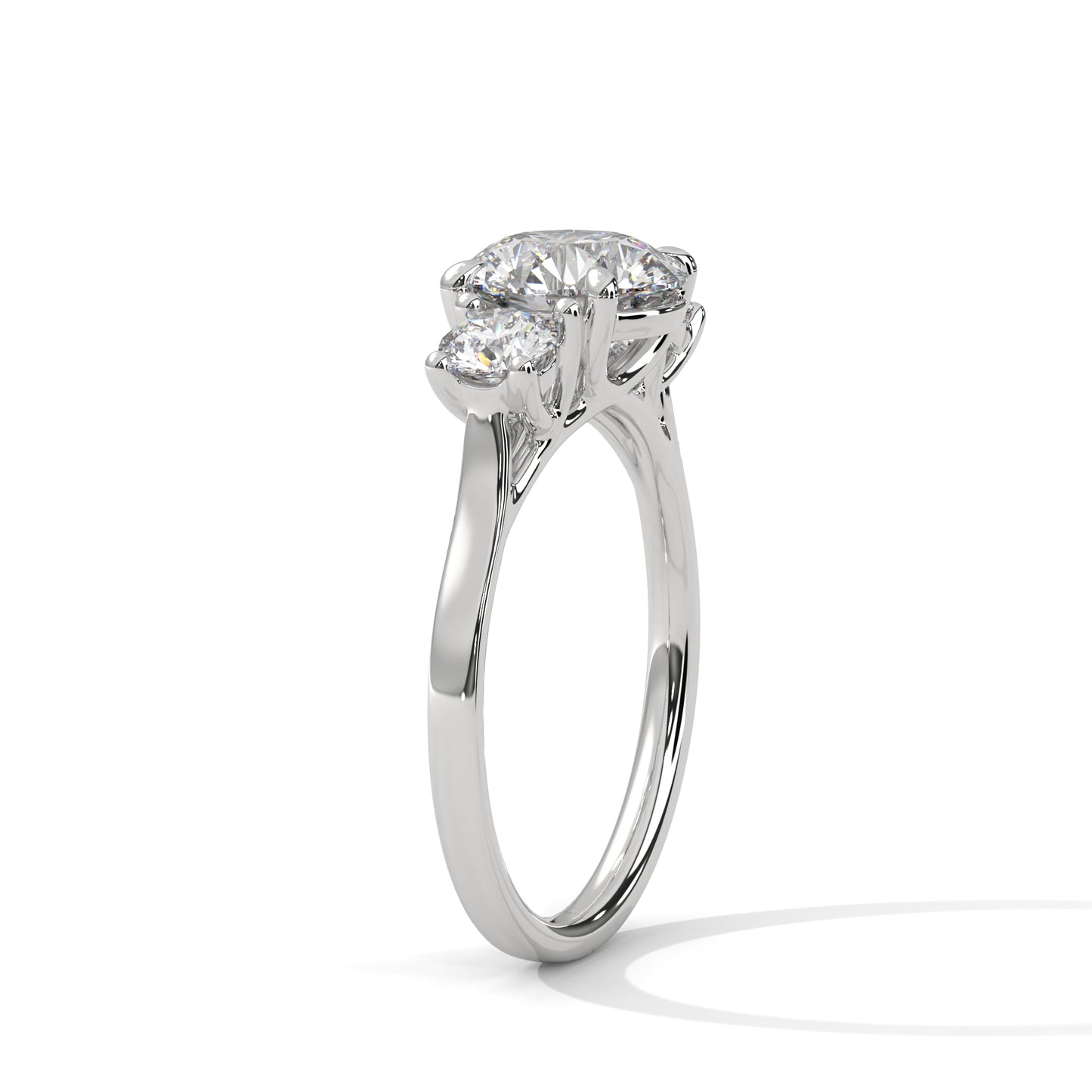 2ct Round Lab Diamond 3-Stone Engagement Ring | VVS Clarity | 0.25ct Side Diamonds | Rose, White & Yellow Gold