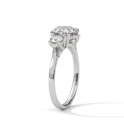 2ct Round Lab Diamond 3-Stone Engagement Ring | VVS Clarity | 0.25ct Side Diamonds | Rose, White & Yellow Gold