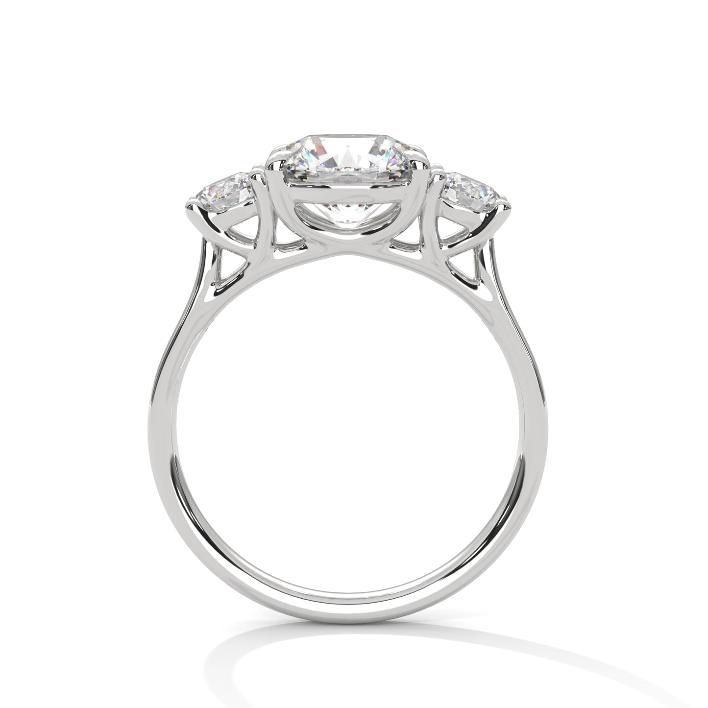 2ct Round Lab Diamond 3-Stone Engagement Ring | VVS Clarity | 0.25ct Side Diamonds | Rose, White & Yellow Gold
