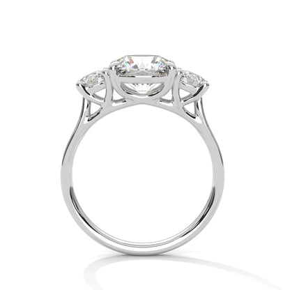 2ct Round Lab Diamond 3-Stone Engagement Ring | VVS Clarity | 0.25ct Side Diamonds | Rose, White & Yellow Gold