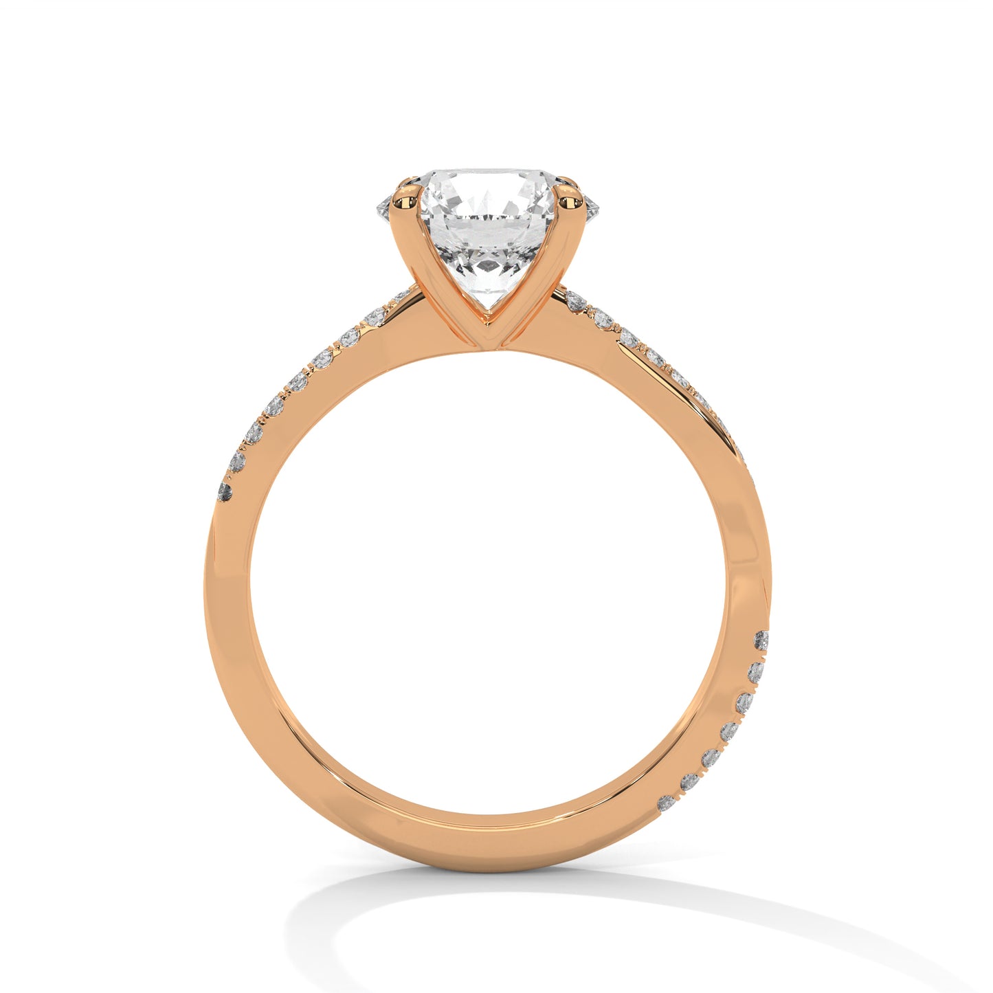 Elegant Twisted Solitaire Diamond Engagement Ring – Lab Grown Diamond | Customizable in 10K/14K/18K Gold | VVS Clarity