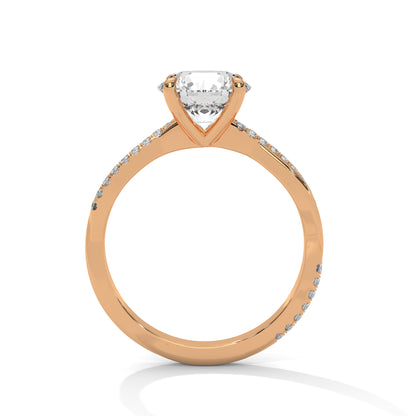 Elegant Twisted Solitaire Diamond Engagement Ring – Lab Grown Diamond | Customizable in 10K/14K/18K Gold | VVS Clarity