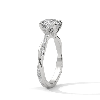 Elegant Twisted Solitaire Diamond Engagement Ring – Lab Grown Diamond | Customizable in 10K/14K/18K Gold | VVS Clarity