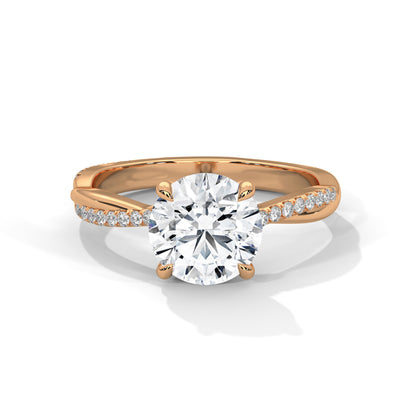 Elegant Twisted Solitaire Diamond Engagement Ring – Lab Grown Diamond | Customizable in 10K/14K/18K Gold | VVS Clarity