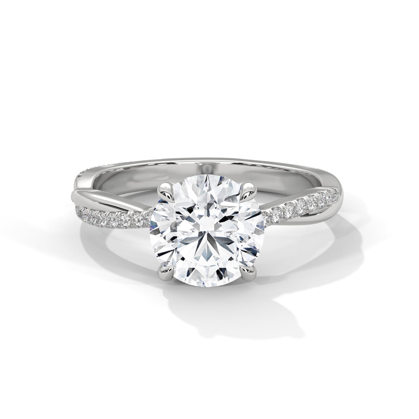 Elegant Twisted Solitaire Diamond Engagement Ring – Lab Grown Diamond | Customizable in 10K/14K/18K Gold | VVS Clarity