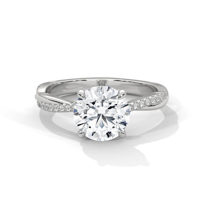 Elegant Twisted Solitaire Diamond Engagement Ring – Lab Grown Diamond | Customizable in 10K/14K/18K Gold | VVS Clarity