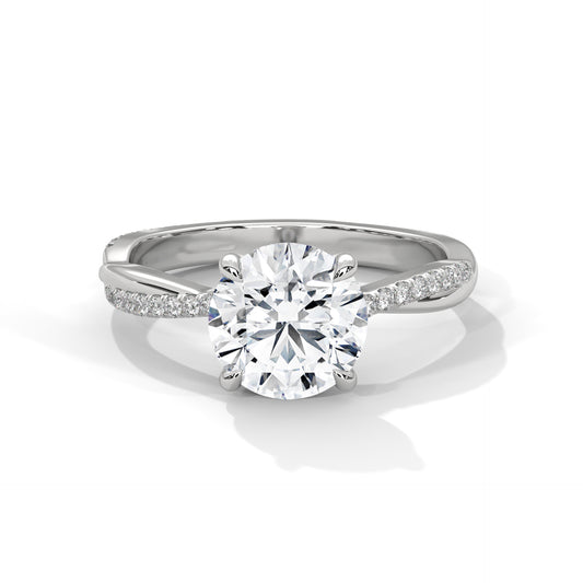 Elegant Twisted Solitaire Diamond Engagement Ring – Lab Grown Diamond | Customizable in 10K/14K/18K Gold | VVS Clarity
