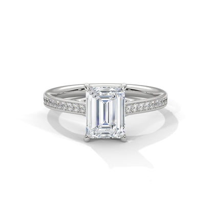 2 Carat Emerald Lab Diamond Engagement Ring | VVS Clarity Lab-Grown Diamond Ring | Solid Gold Customizable Ring | Promise Ring for Her