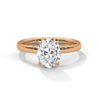 1ct Oval Lab Diamond Solitaire Engagement Ring | Dainty 4-Prong Ring in 14k 18k 10k Gold or 925 Silver | Minimalist Promise Ring for Her