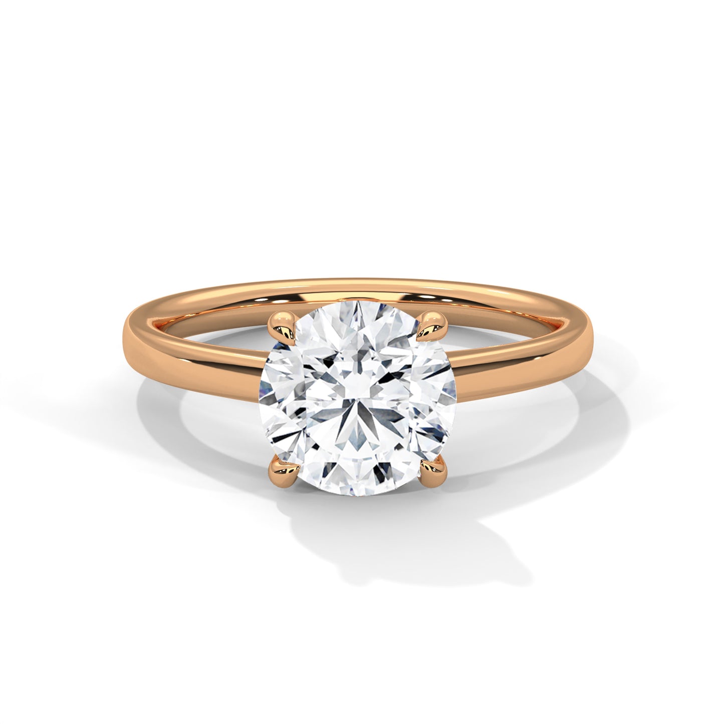 2ct Lab Grown Diamond Solitaire Ring | Round Cut | 14K/18K/10K Gold | Yellow, Rose, White Gold | Engagement Ring for Her | VVS Clarity