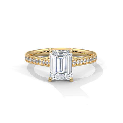 2 Carat Emerald Lab Diamond Engagement Ring | VVS Clarity Lab-Grown Diamond Ring | Solid Gold Customizable Ring | Promise Ring for Her