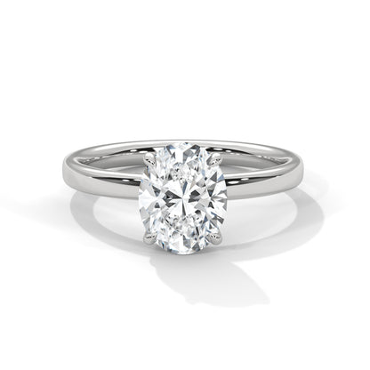 1ct Oval Lab Diamond Solitaire Engagement Ring | Dainty 4-Prong Ring in 14k 18k 10k Gold or 925 Silver | Minimalist Promise Ring for Her