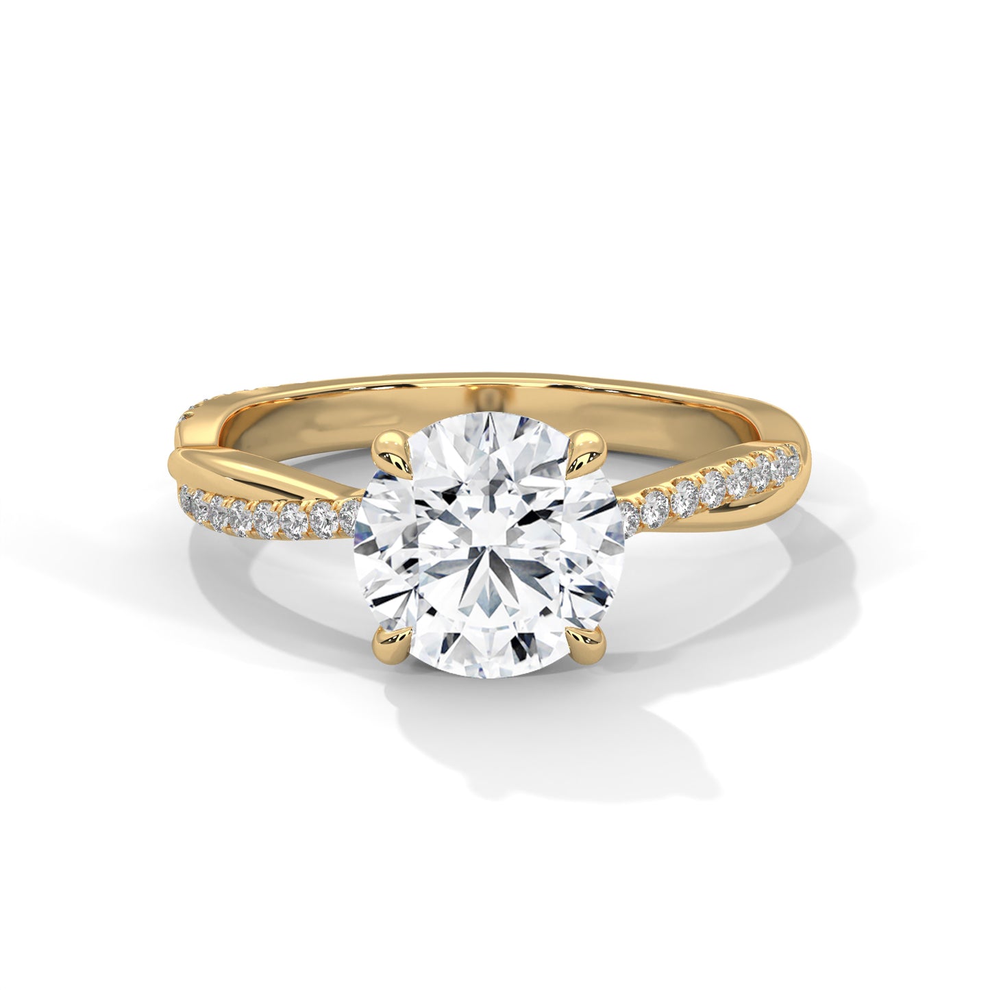 Elegant Twisted Solitaire Diamond Engagement Ring – Lab Grown Diamond | Customizable in 10K/14K/18K Gold | VVS Clarity