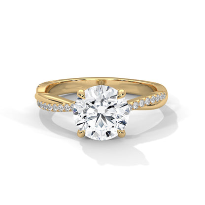 Elegant Twisted Solitaire Diamond Engagement Ring – Lab Grown Diamond | Customizable in 10K/14K/18K Gold | VVS Clarity