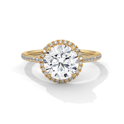 2ct Round Lab Diamond Halo Engagement Ring | VVS Clarity | Solid Gold Ring in Yellow, Rose & White | Lab Diamond Side Stones | Maz Jewels