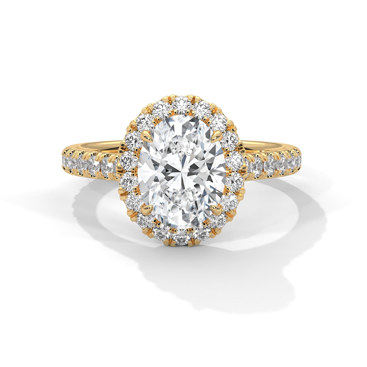 Oval Halo Lab Diamond Engagement Ring | 2ct VVS EF CVD Lab Diamond | Solid Gold Ring | Hidden Halo Ring | Yellow, Rose & White Gold Options