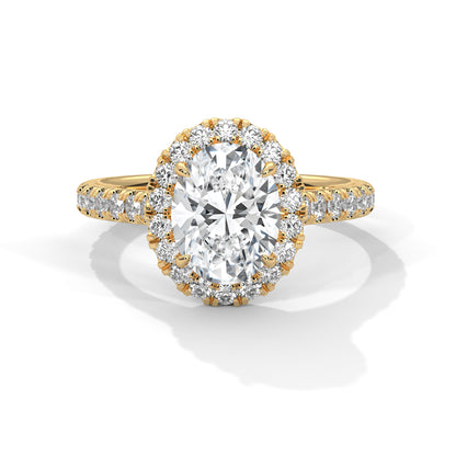 Oval Halo Lab Diamond Engagement Ring | 2ct VVS EF CVD Lab Diamond | Solid Gold Ring | Hidden Halo Ring | Yellow, Rose & White Gold Options