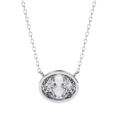 0.75 Ct Oval Cut Lab Diamond Pendant Necklace | IGI Certified VVS-EF | 18K & 14K Gold Bezel Setting