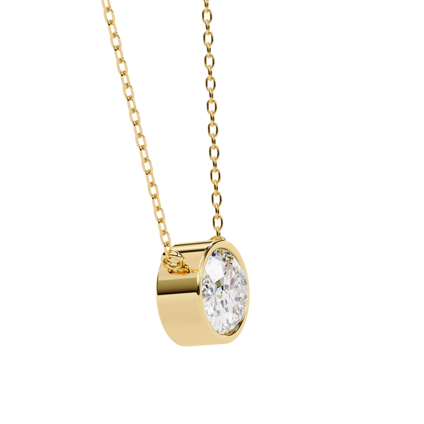 0.75 Ct Oval Cut Lab Diamond Pendant Necklace | IGI Certified VVS-EF | 18K & 14K Gold Bezel Setting