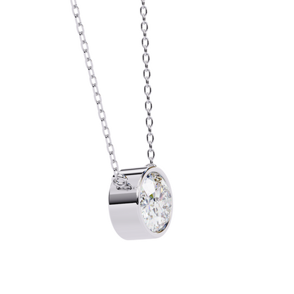 0.75 Ct Oval Cut Lab Diamond Pendant Necklace | IGI Certified VVS-EF | 18K & 14K Gold Bezel Setting