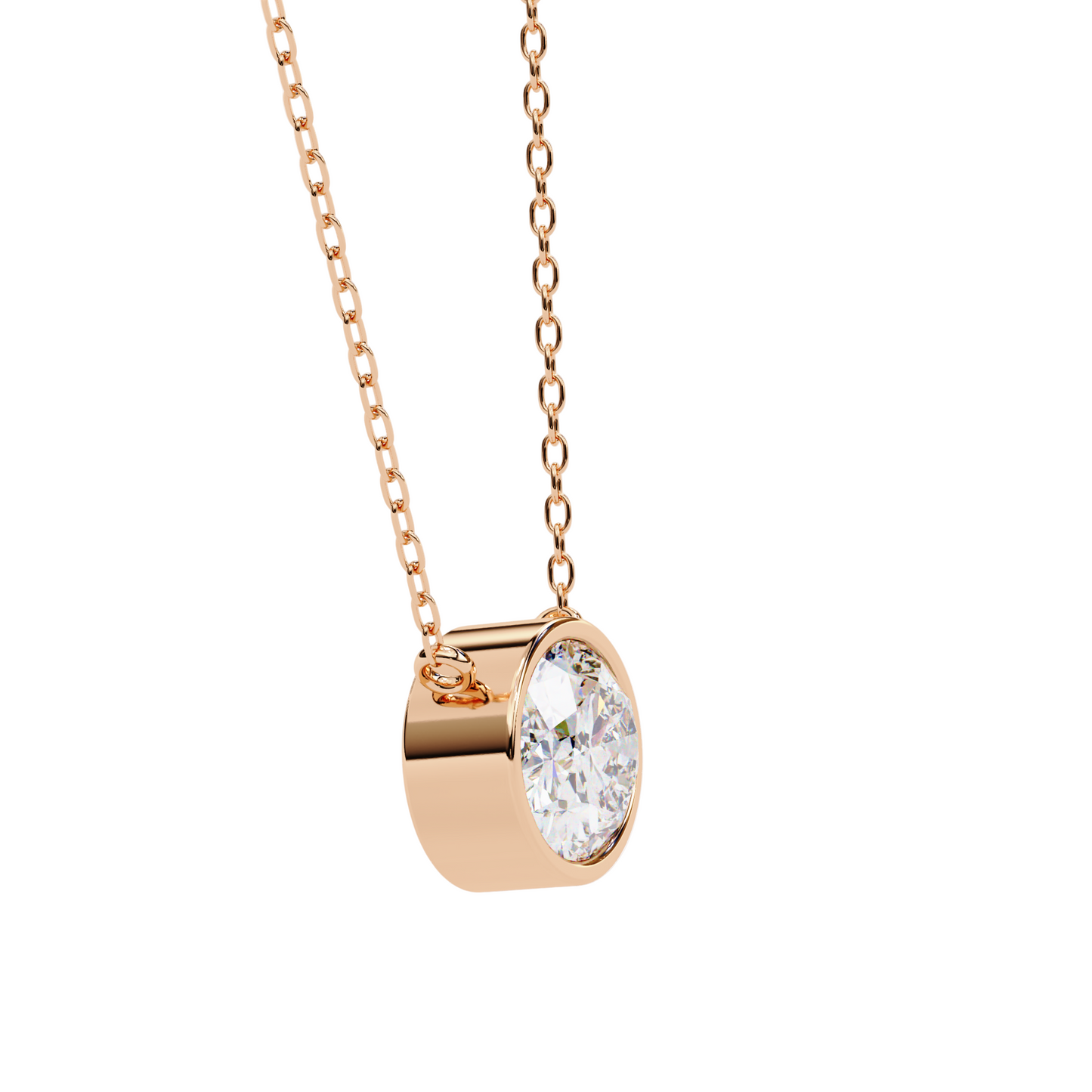 0.75 Ct Oval Cut Lab Diamond Pendant Necklace | IGI Certified VVS-EF | 18K & 14K Gold Bezel Setting