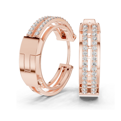 0.512 CT Lab Diamond Hoop Earrings | Round Brilliant Cut | 18KT, 14KT, 10KT Gold & 925 Silver | Rose, Yellow, White Gold | Luxury Fine Jewelry
