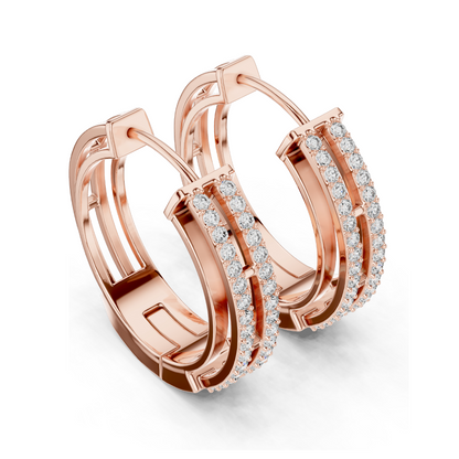 0.512 CT Lab Diamond Hoop Earrings | Round Brilliant Cut | 18KT, 14KT, 10KT Gold & 925 Silver | Rose, Yellow, White Gold | Luxury Fine Jewelry