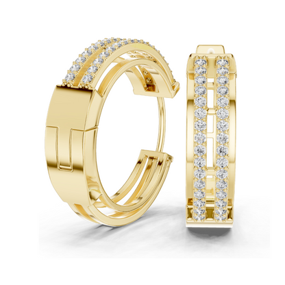 0.512 CT Lab Diamond Hoop Earrings | Round Brilliant Cut | 18KT, 14KT, 10KT Gold & 925 Silver | Rose, Yellow, White Gold | Luxury Fine Jewelry