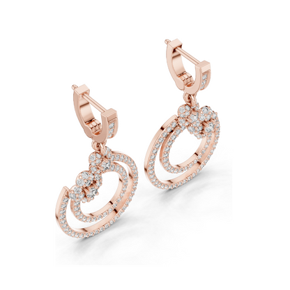 1.084 CT Lab Diamond Double Hoop Floral Earrings | Round Brilliant Cut | 10KT, 14KT, 18KT Gold & 925 Silver | Rose, Yellow, White Gold | Luxury Fine Jewelry