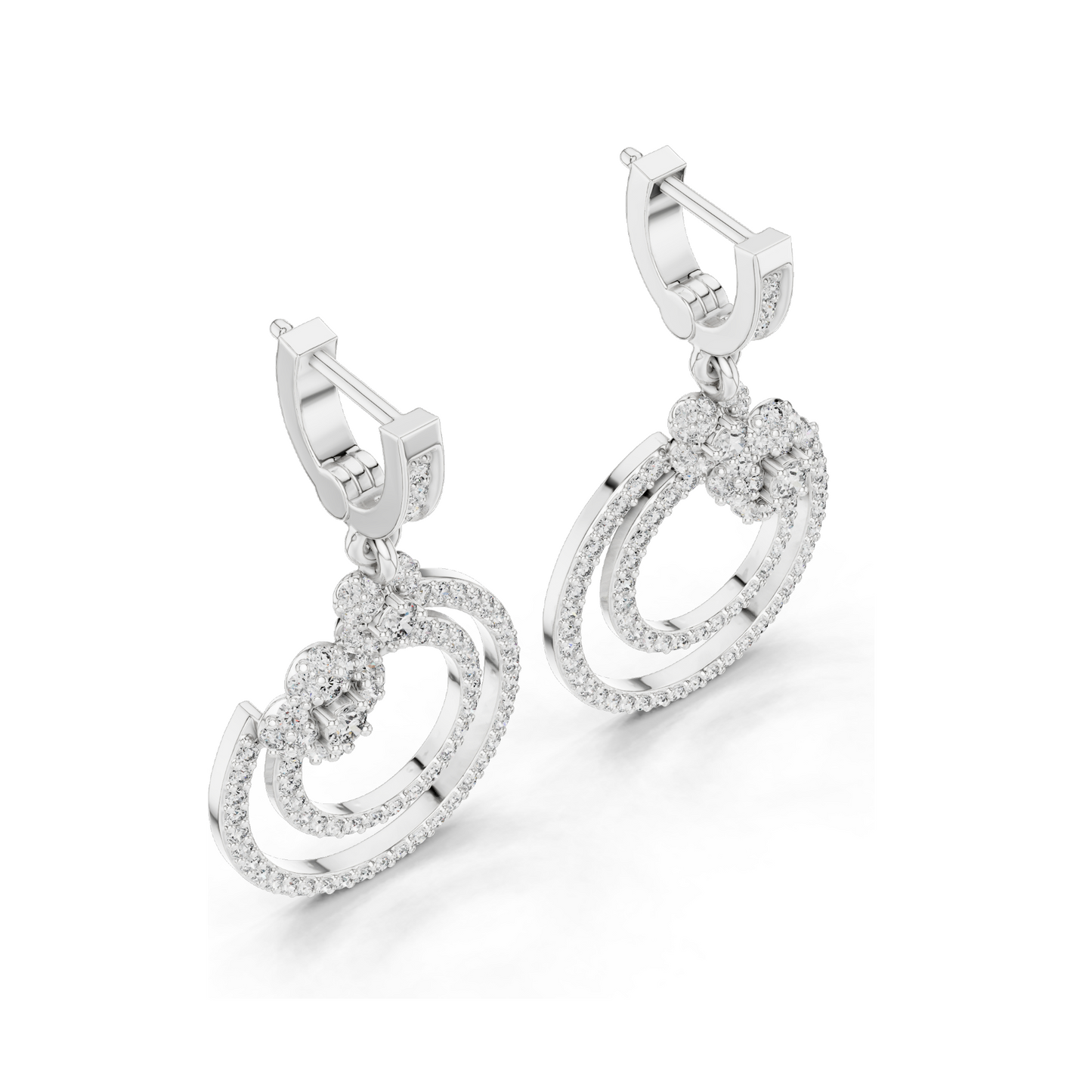 1.084 CT Lab Diamond Double Hoop Floral Earrings | Round Brilliant Cut | 10KT, 14KT, 18KT Gold & 925 Silver | Rose, Yellow, White Gold | Luxury Fine Jewelry