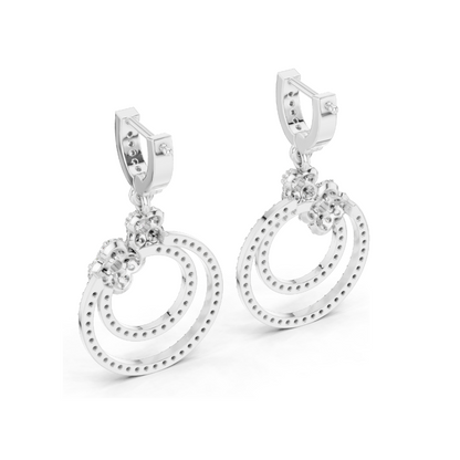 1.084 CT Lab Diamond Double Hoop Floral Earrings | Round Brilliant Cut | 10KT, 14KT, 18KT Gold & 925 Silver | Rose, Yellow, White Gold | Luxury Fine Jewelry