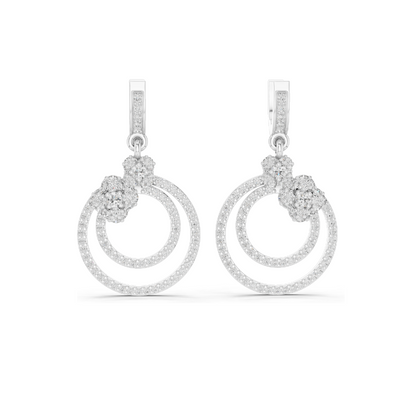 1.084 CT Lab Diamond Double Hoop Floral Earrings | Round Brilliant Cut | 10KT, 14KT, 18KT Gold & 925 Silver | Rose, Yellow, White Gold | Luxury Fine Jewelry