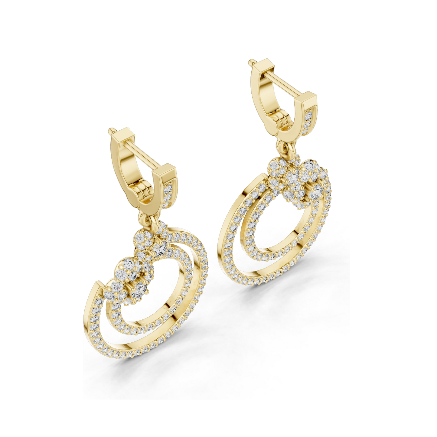 1.084 CT Lab Diamond Double Hoop Floral Earrings | Round Brilliant Cut | 10KT, 14KT, 18KT Gold & 925 Silver | Rose, Yellow, White Gold | Luxury Fine Jewelry