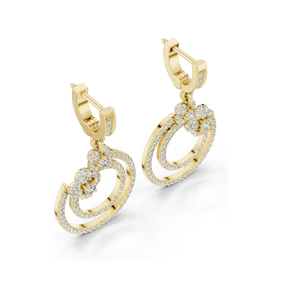 1.084 CT Lab Diamond Double Hoop Floral Earrings | Round Brilliant Cut | 10KT, 14KT, 18KT Gold & 925 Silver | Rose, Yellow, White Gold | Luxury Fine Jewelry
