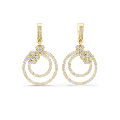1.084 CT Lab Diamond Double Hoop Floral Earrings | Round Brilliant Cut | 10KT, 14KT, 18KT Gold & 925 Silver | Rose, Yellow, White Gold | Luxury Fine Jewelry