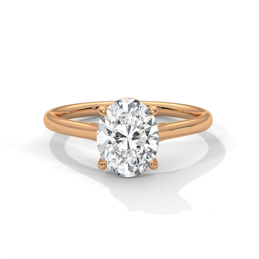 Oval Lab Diamond Solitaire Engagement Ring – 2ct VVS Clarity – Solid Gold in Rose, Yellow or White – Classic Oval Cut Lab Grown Diamond Ring