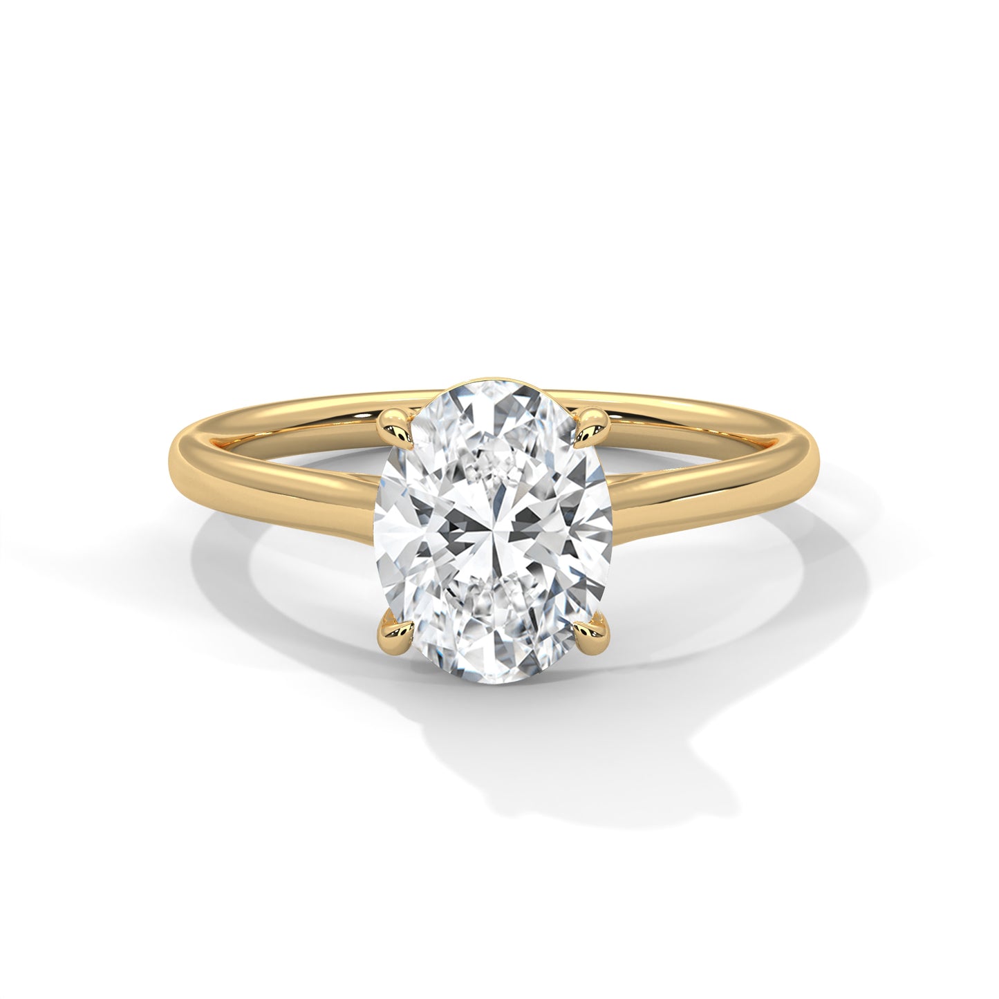 Oval Lab Diamond Solitaire Engagement Ring – 2ct VVS Clarity – Solid Gold in Rose, Yellow or White – Classic Oval Cut Lab Grown Diamond Ring