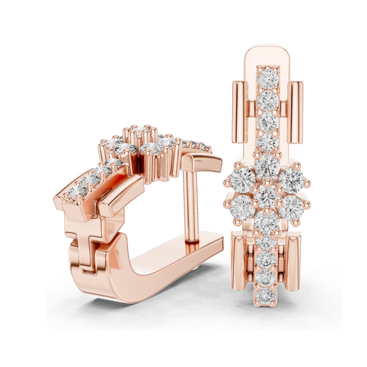 0.296 CT Lab Diamond Snowflake Earrings | Round Brilliant Cut | 10KT, 14KT, 18KT Gold & 925 Silver | Rose, Yellow, White Gold | Luxury Fine Jewelry